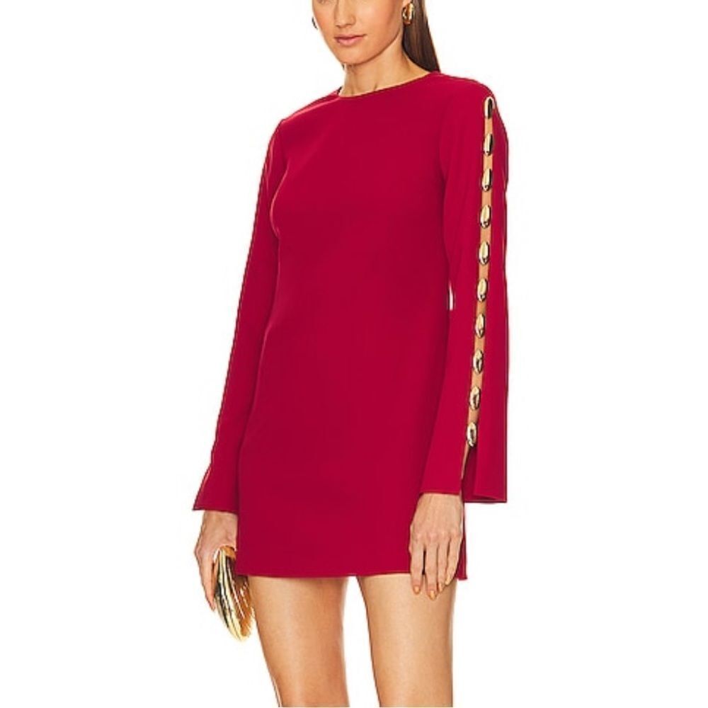 NWT Jonathan Simkhai Joisian Mini Dress red metal accent sleeves Revolve $695 8